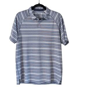 Rhone Delta Pique Polo M Blue Stripe Performance Golf Athletic Shirt